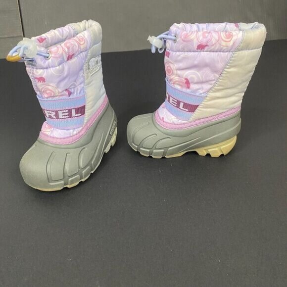 Sorel Cub Purple Lilac Insulated Pull On Snow Winter Boots baby girl Shoe Size 6 - Picture 10 of 13